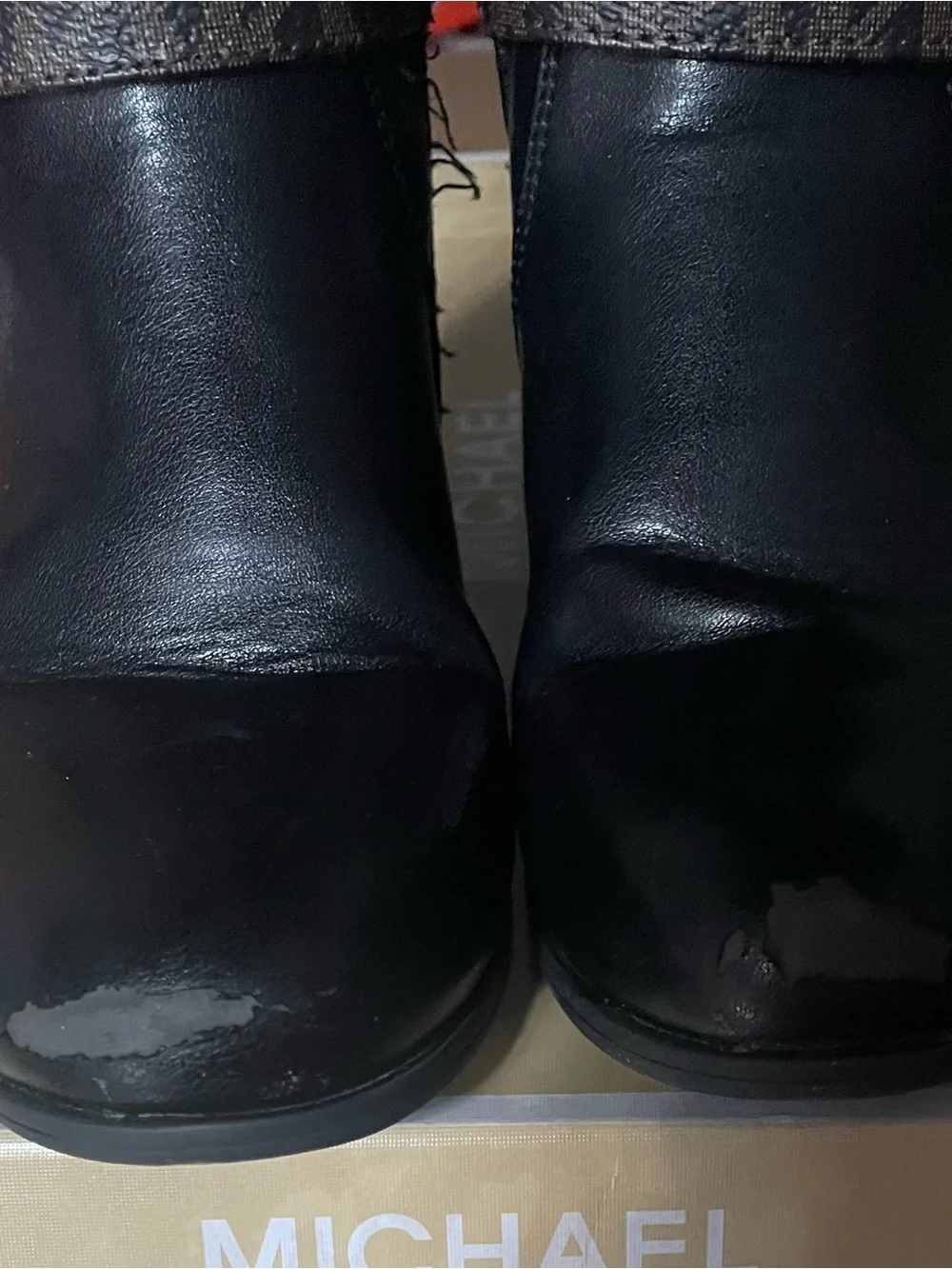 Michael Kors Black Leather Tall Boots with MK Logo Strap